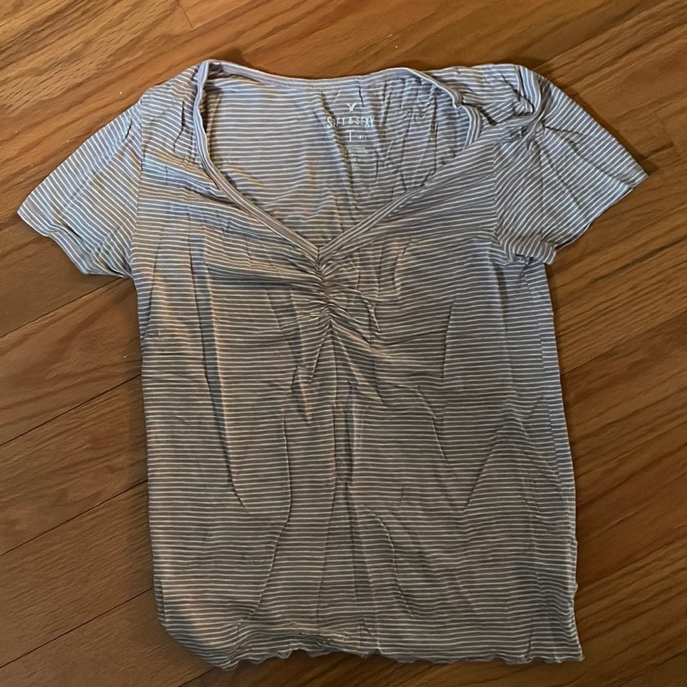 American Eagle Blueh & White Striped Tee